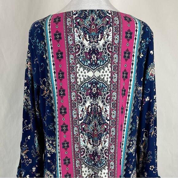 Chico’s Blue Pink Floral Print Party Date Night Dress NWOT Size 12P - Picture 7 of 16